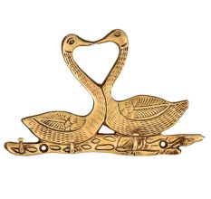 Two Golden  Brass Swan with 4 Hooks Crafted Key Holder
