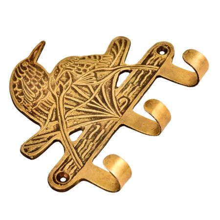 Brass Birds Wall Decorative Three Wall Hook Rack