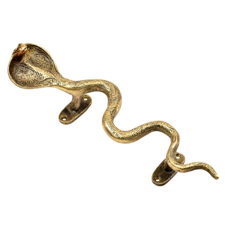 Finely Engraved Floral Pattern Brass Cobra Snake Handle