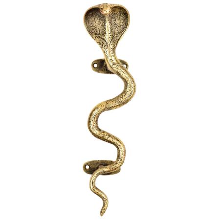 Finely Engraved Floral Pattern Brass Cobra Snake Handle