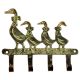 Brass Mother and Baby Geese Wall Hook Key Holder With Green Patina