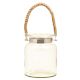 Indian Home Decoration White Glass Hurricane Candle Lantern with Rope Loop for Hanging