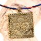 Golden Aluminum Metal  Pendant Square Shape With Flower Carved And Leafy Border