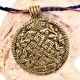 Round Tribal Embossed Floral Design On Golden Aluminum Pendant Necklace