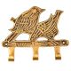 Hand Crafted Two Brass Birds With Three Wall Hooks