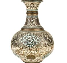 Decorative Floral Design Enameled Brass vase