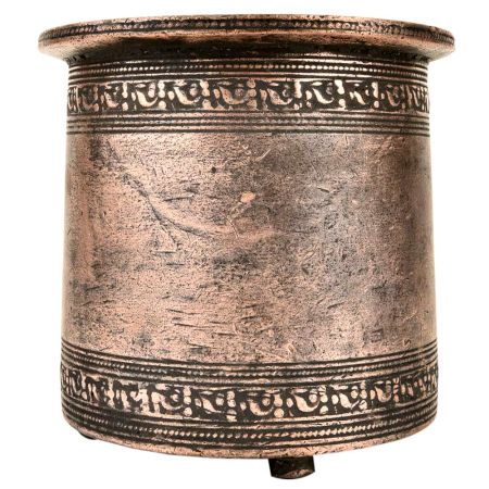 Brass Copper Holy Water  Pot With Engraved Border on Rim And Bottom