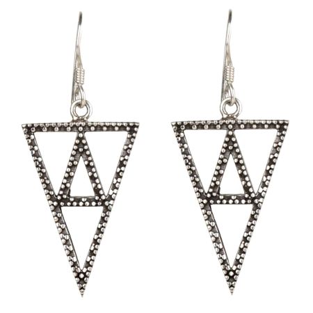 92.5 Sterling Silver Handmade Delicate Triangle Earring