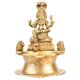 Brass Indian Oil Lamp with Goddess Mariamman Seated With Two Lions