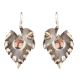 92.5 Sterling Silver Earrings Raspberry Leaf Dangle With Flower in Centre Earrings