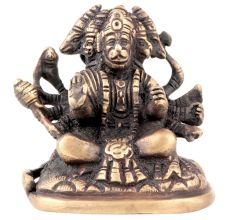 Hand Crafted Panchmukhi Standing Brass Hanuman Statue