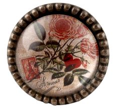 Amour Rose Inside Carte Postale Round Iron Glass Knobs