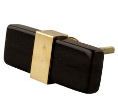 Black Resin And Brass Flat Cabinet Knob