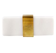 Milky White Resin And Brass Flat Cabinet Knob