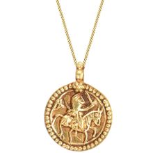 Gold Pendant With Tribal Man Riding Horse Amulet Pendant