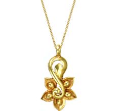 18 Karat Gold Pendant With Hanging Twine Flower Design