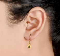 18 Karat Gold Earrings For Women Green Onyx Wire Drop Earrings