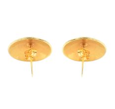 Round Small 18 Karat Gold Earrings With  Pink Spinel Studs For Kids
