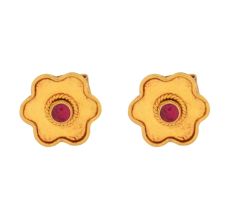 Flower Earrings 18 Karat Gold Earrings Online Pink Spinel Studs