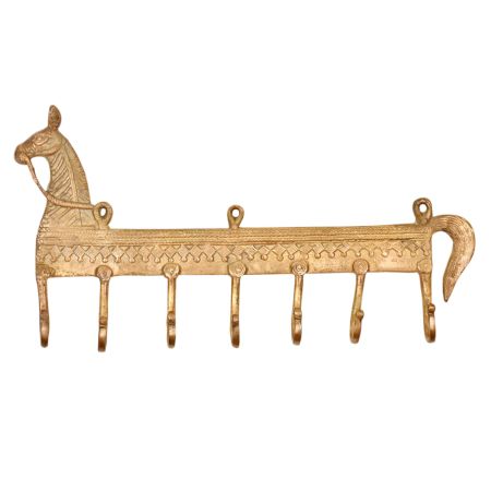 Engraved 7 Pegs Brass Horse Hooks