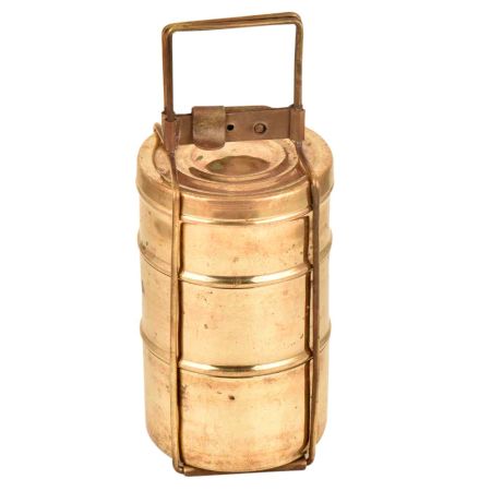 Handmade Brass 3 Tiffin Box Set From India