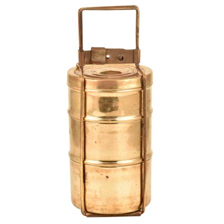 Handmade Brass 3 Tiffin Box Set From India