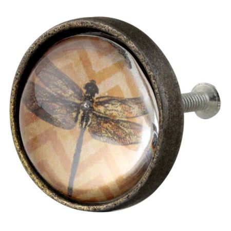 Elegant Dragonfly Inside Round Iron Glass Drawer Knobs