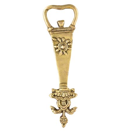 Brass Bottle Opener With Tribal Flower Design on Top