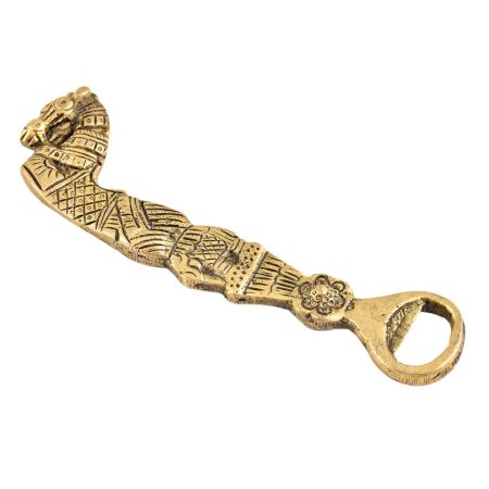 Brass Bottle Opener With Tribal Design And Horse Head