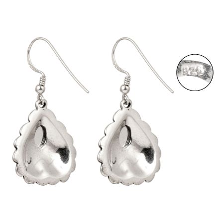 92.5 Sterling Silver Earrings Heart  Red Stone Dangle Earrings