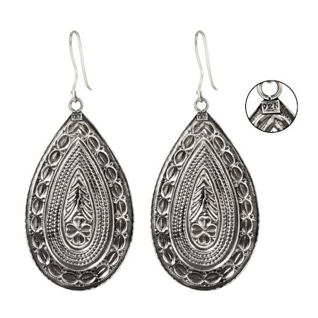 92.5 Sterling Silver TribalÂ Dangle Statement Earrings