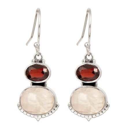 92.5 Sterling Silver Earrings Garnet Pearl Topaz Stone Earrings