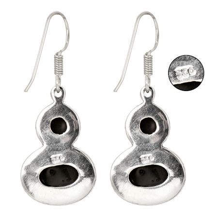 92.5 Sterling Silver Earrings Onyx Dangle and Drop Earring