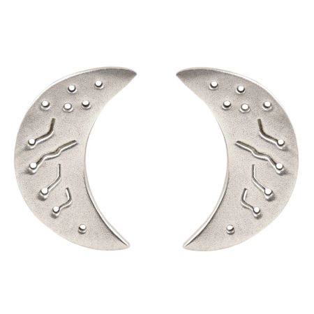 92.5 Sterling Silver Earrings Engraved Crescent Moon Stud Earrings