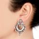92.5 Sterling Silver Earrings Peacock Crescent Moon Ethnic Stud Earrings