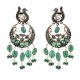 925 Sterling Silver Earrings Ethnic Green Stones Dangle Earrings