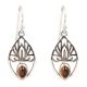 92.5 Sterling Silver Earrings With Tiger Eye Stone Small Fancy Danglers
