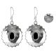 92.5 Sterling Silver Drop Dangle Earrings With Black Stone