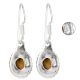92.5 Sterling Silver Earrings With Oval Tiger Eye  Drop Earrrings