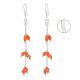 92.5 Sterling Silver Earrings Tiny Faceted Carnelian Beads Long Hangings