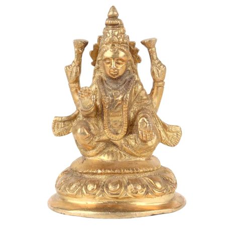 Brass Goddess Lakshmi Statue Sitting Position