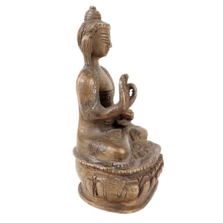 Brass Buddha Statue With Alms Bowl Meditation Pose