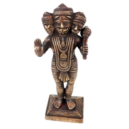 Brass Hanuman Statue With Three Head  Standing  Show Piece