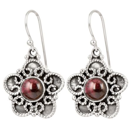 92.5 Sterling Silver Earrings Amethyst Silver Floral Dangle Earrings