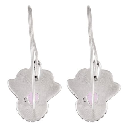 92.5 Sterling Silver Earrings Amethyst Angle Wings Hook Earrings