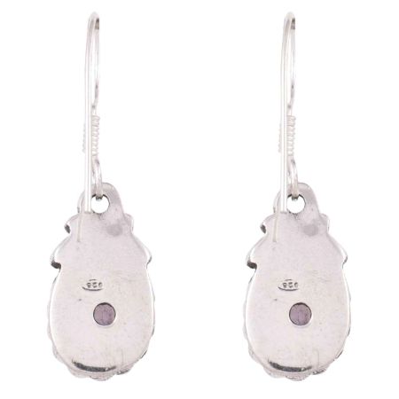 92.5 Sterling Silver Earrings Amethyst And Floral Carvings Dangle Earrings