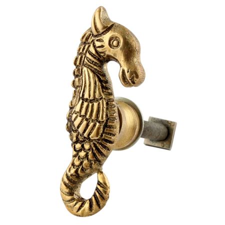 Sea Horse Brass Dresser Knob
