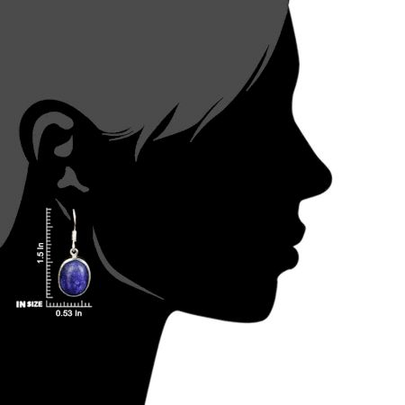 92.5 Sterling Silver Earrings Designer Oval Lapis Lazuli Hook Earrings
