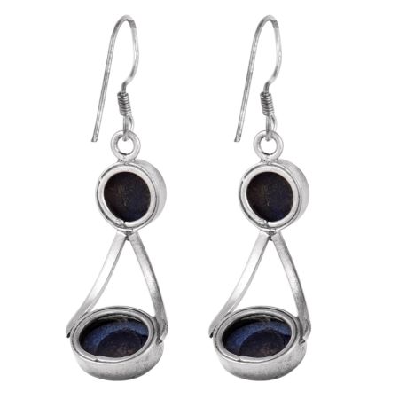 92.5 Sterling Silver Earrings Lapis Lazuli Stone Dangle Earrings