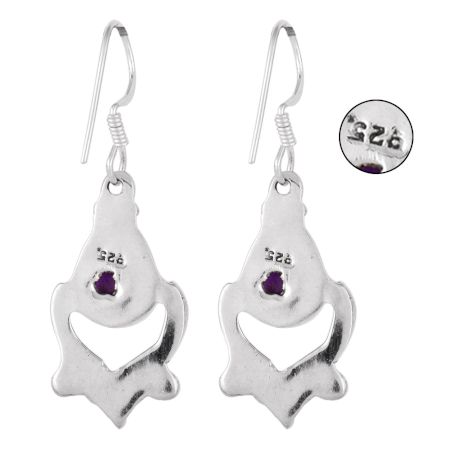 92.5 Sterling Silver Earrings Tear Drop Lapis Lazuli Lotus Earrings